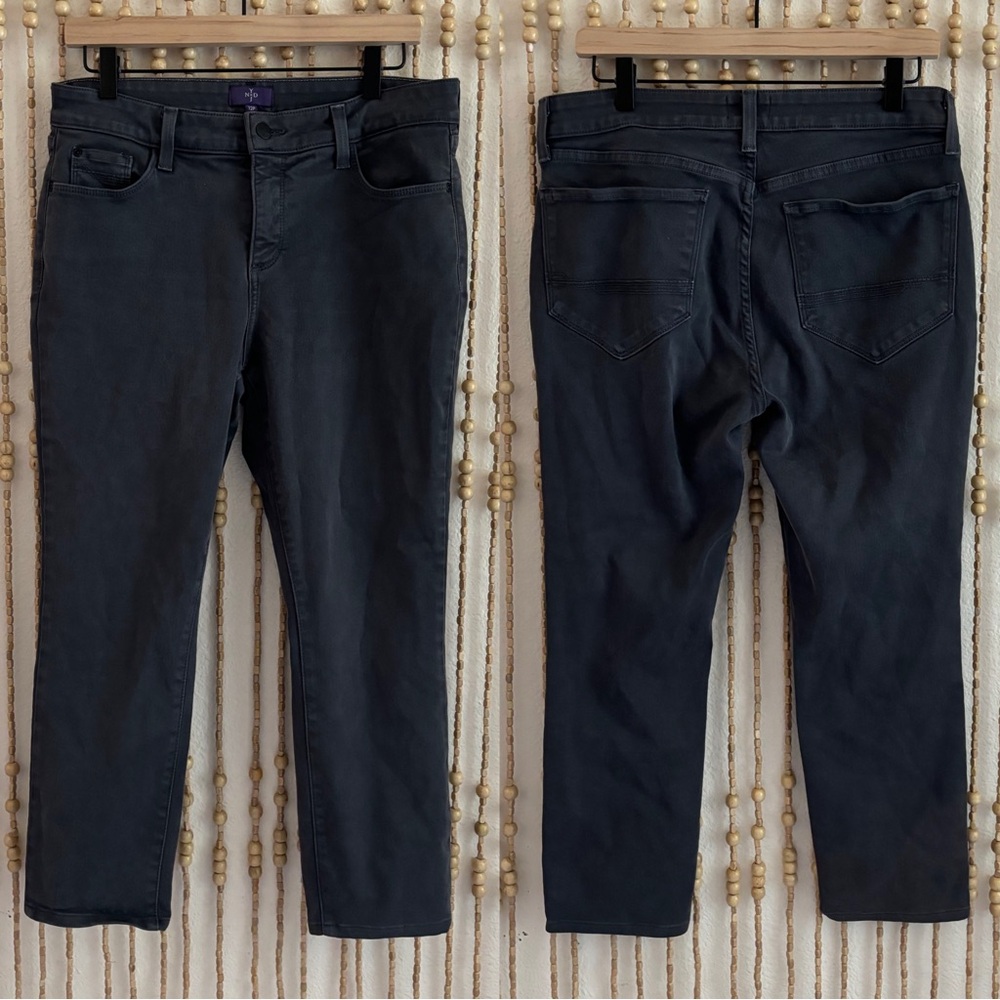 NYDJ Dark Gray Stretchy Capri Cropped High Waisted Contemporary Minimalist Jeans